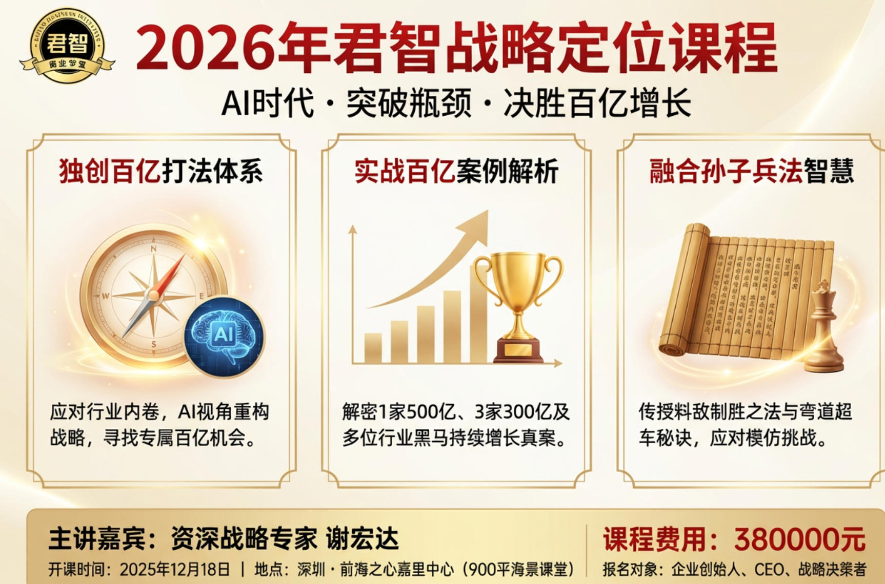 2026 年君智战略定位课程（特色，价格，报名条件介绍）