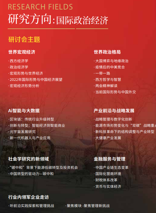 哈佛大学博士后和访问学者研究班