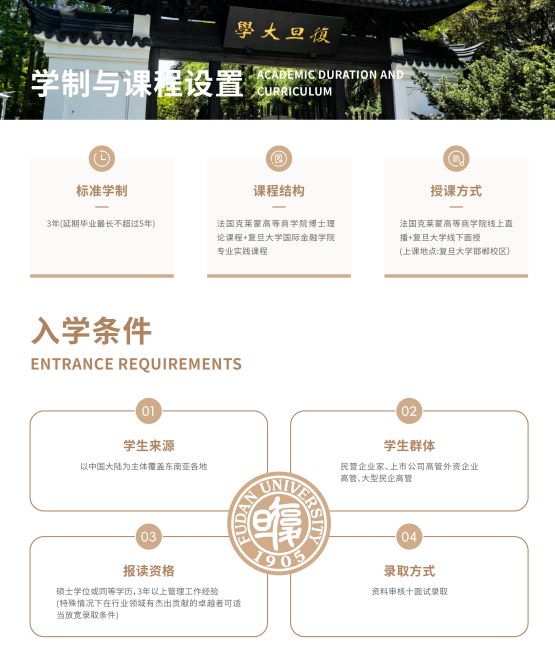 法国克莱蒙商学院DBA博士高级工商管理金融学者项目(复旦大学模块)