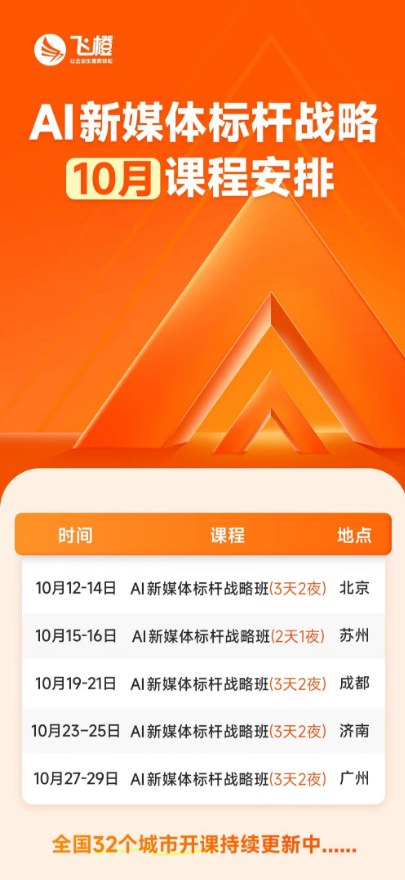 飞橙教育 AI 新媒体标杆战略课程