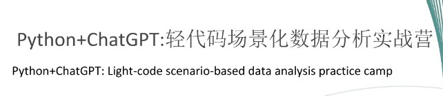 Python+ChatGPT:轻代码场景化数据分析实战营