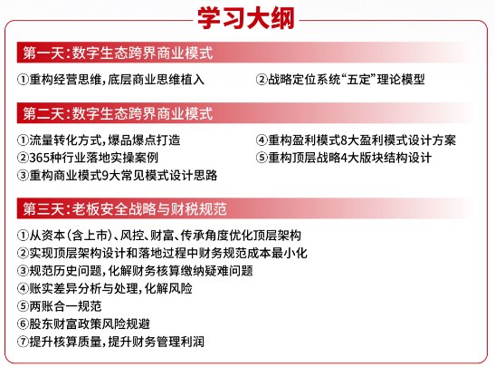 华一世纪高端精品班课程——跨界盈利与财税规范