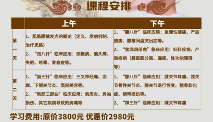 肌筋膜触发点针刺临床实战班
