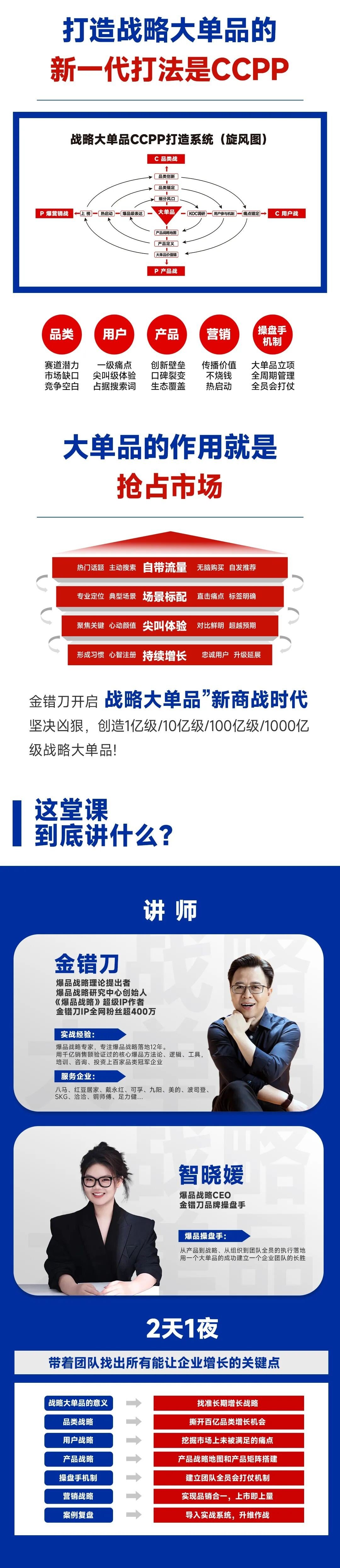 金错刀战略大单品增长系统9月20-21日杭州开课:大单品孵化案例怎么学