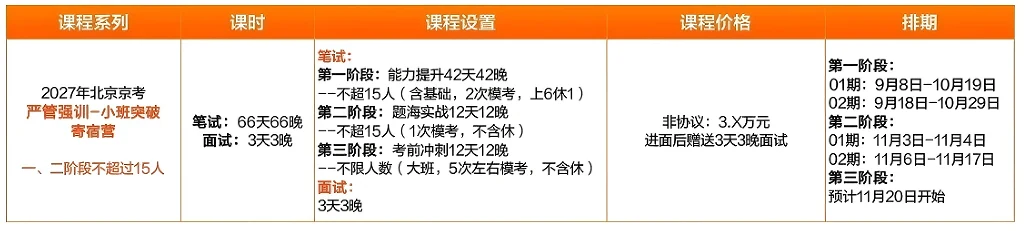 中公考公京考严管强训小班突破寄宿营