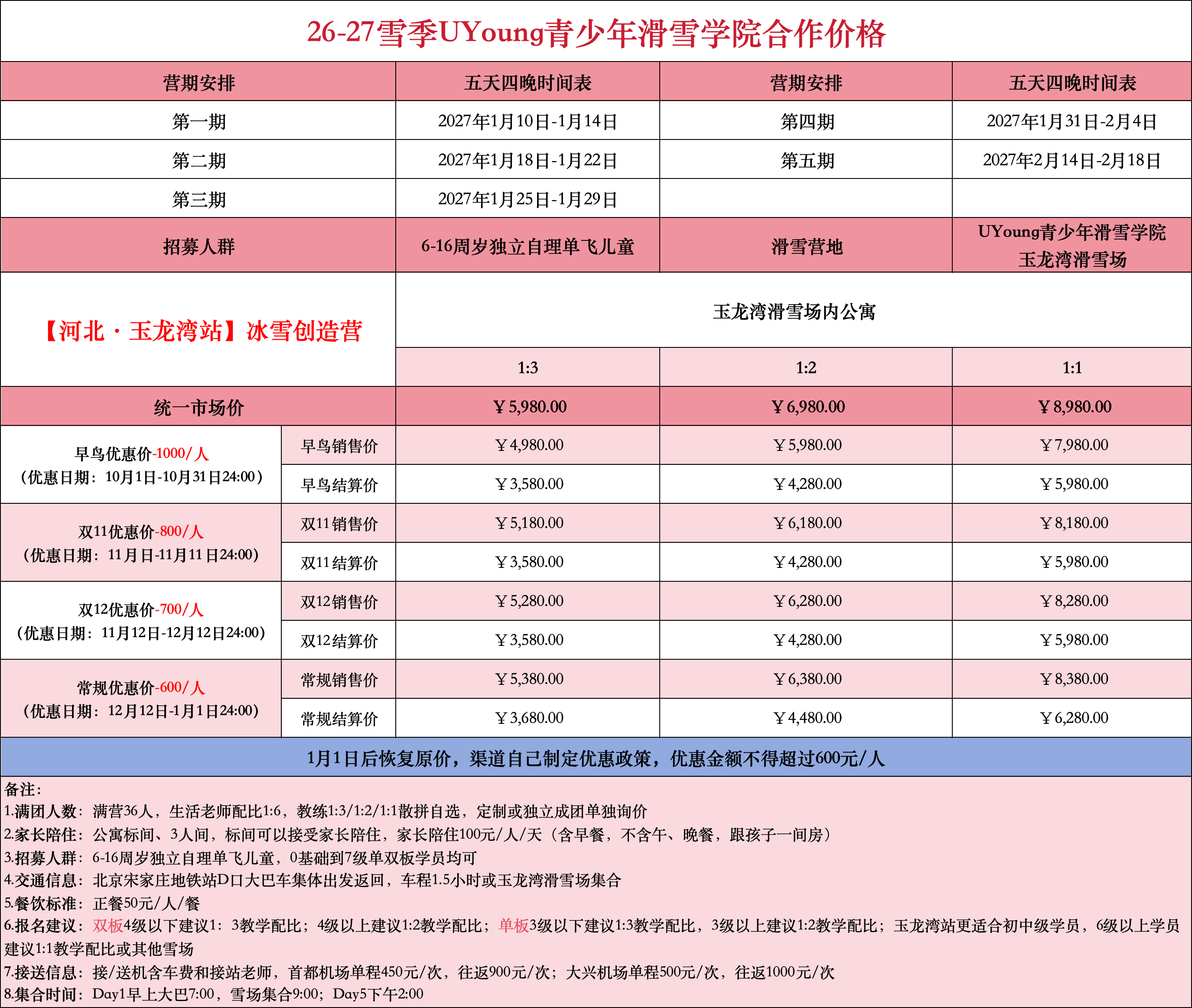 UYoung青少年营地唐山冰雪创造营玉龙湾站5天4夜